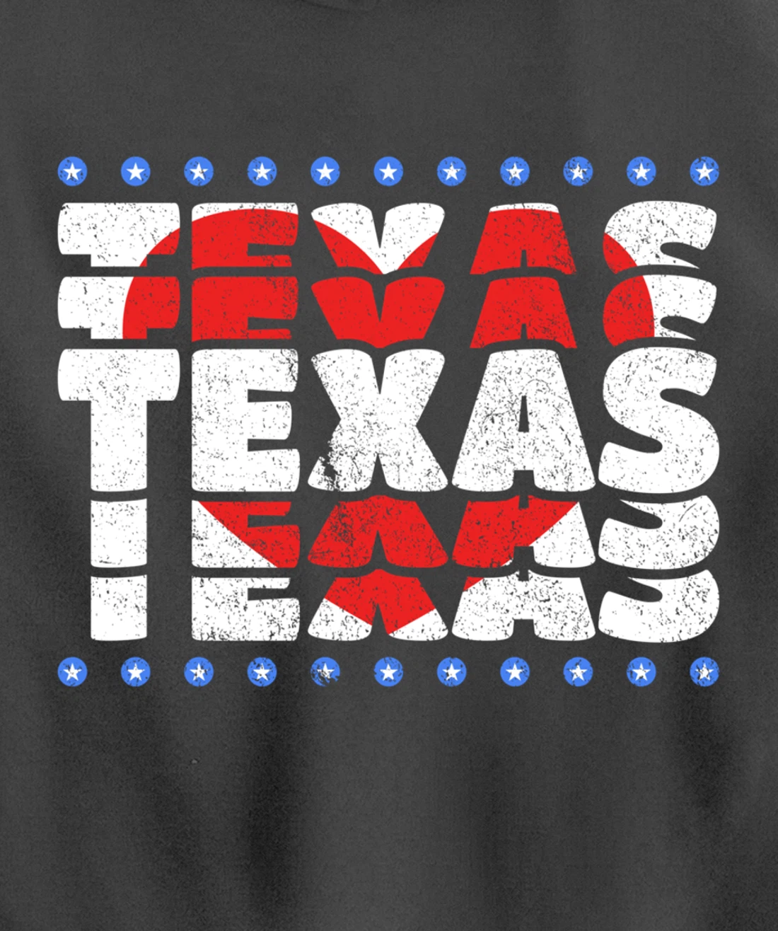 Texas With Red Heart And Stars State Pullover Hoodie