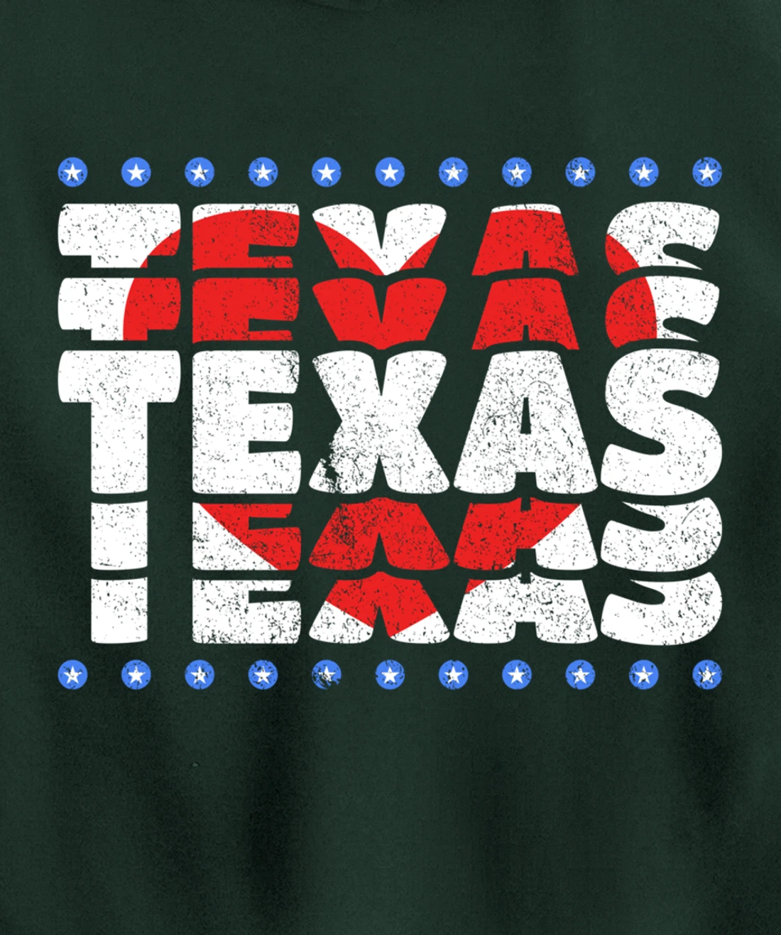 Texas With Red Heart And Stars State Pullover Hoodie
