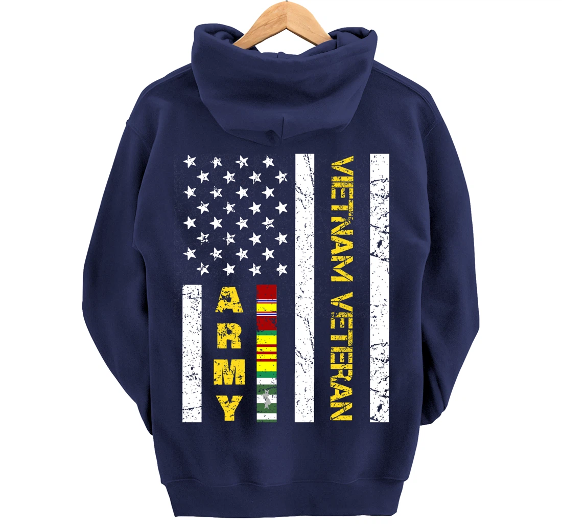 US Army Vietnam Veteran USA Flag, Vietnam War Vet Gifts Pullover Hoodie