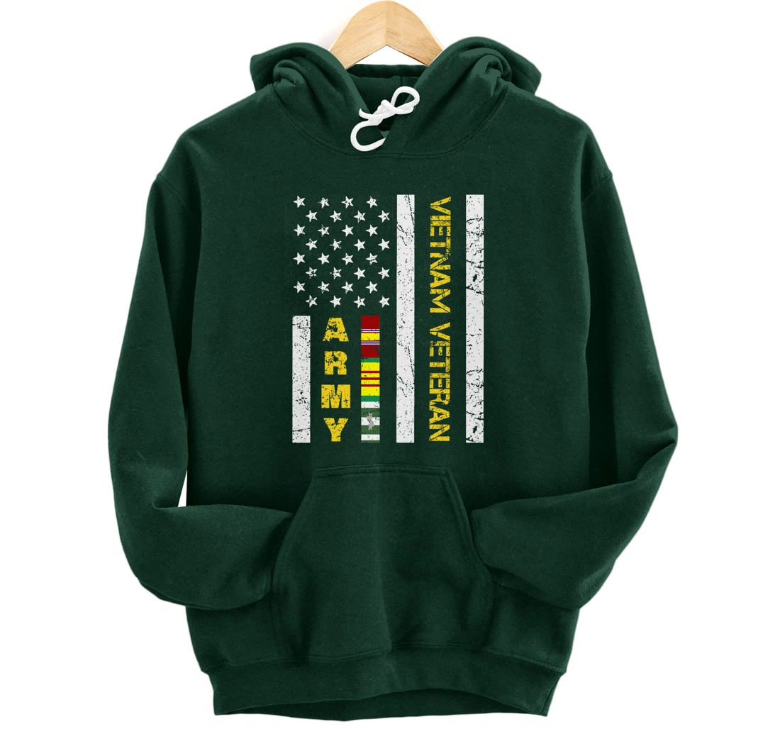 US Army Vietnam Veteran USA Flag, Vietnam War Vet Gifts Pullover Hoodie