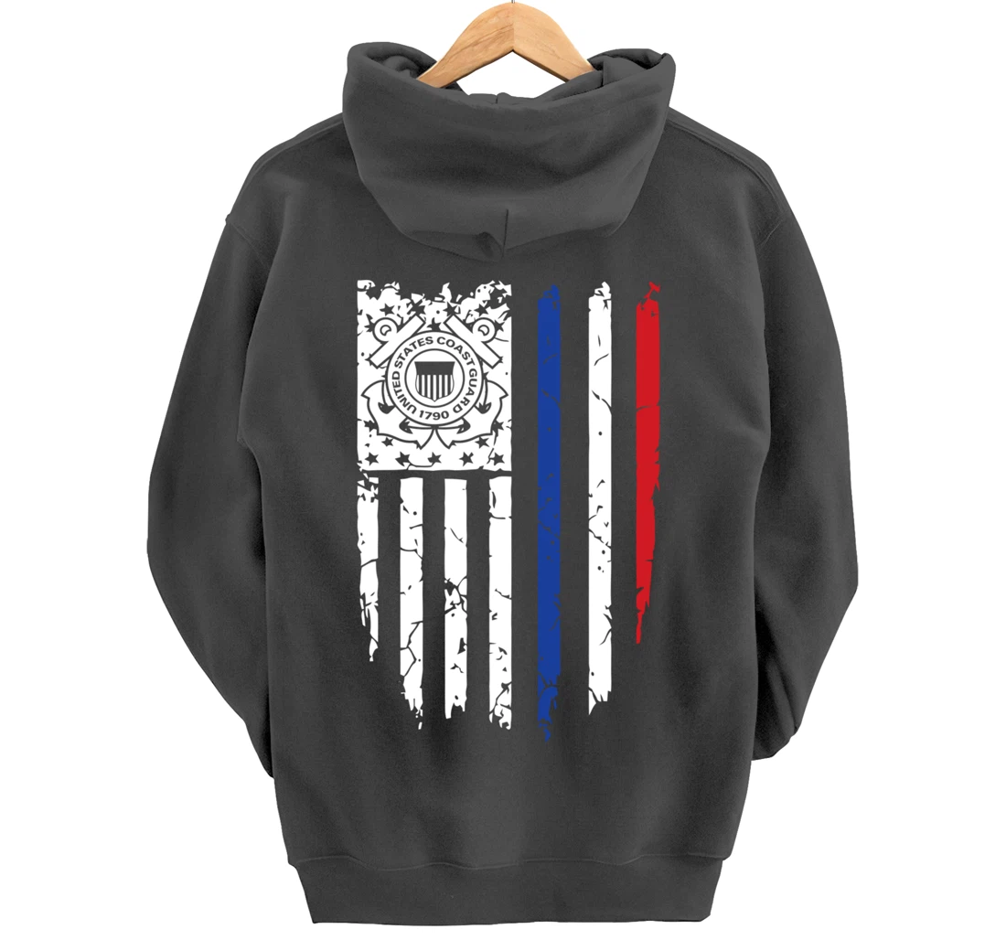 USA American Flag US Coast Guard Veteran USCG Gift Pullover Hoodie