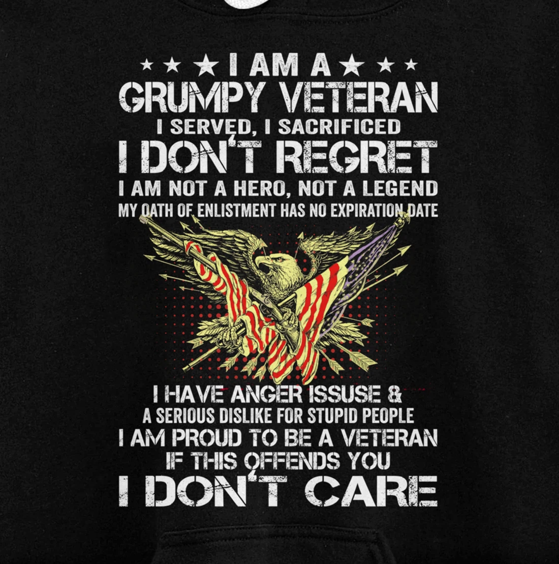 I Am A Grumpy Veteran I Served I Sacrificed Don't Regret Pullover Hoodie
