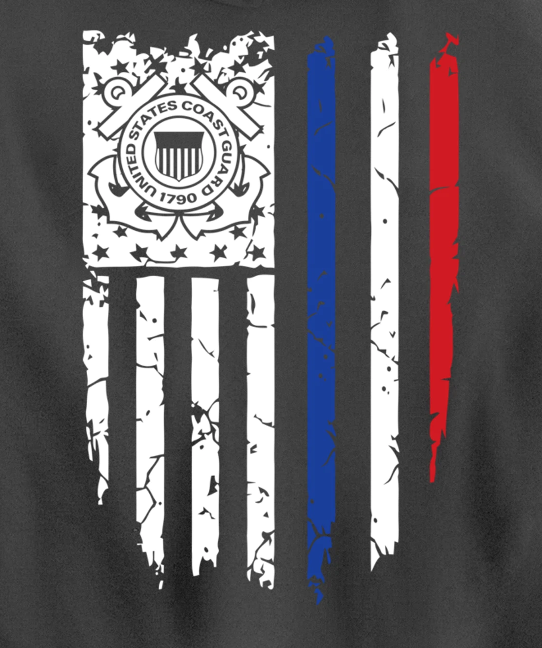 USA American Flag US Coast Guard Veteran USCG Gift Pullover Hoodie