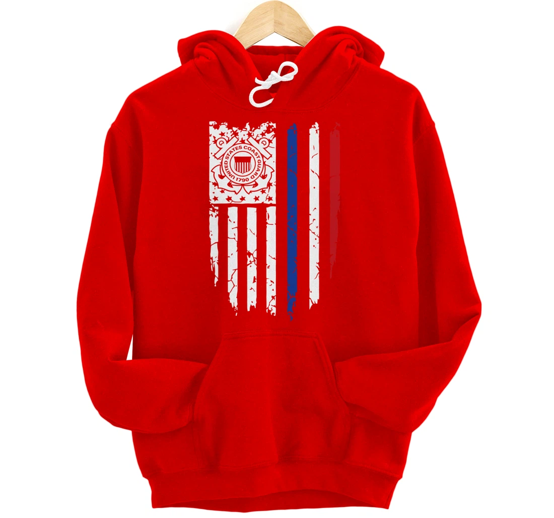 USA American Flag US Coast Guard Veteran USCG Gift Pullover Hoodie