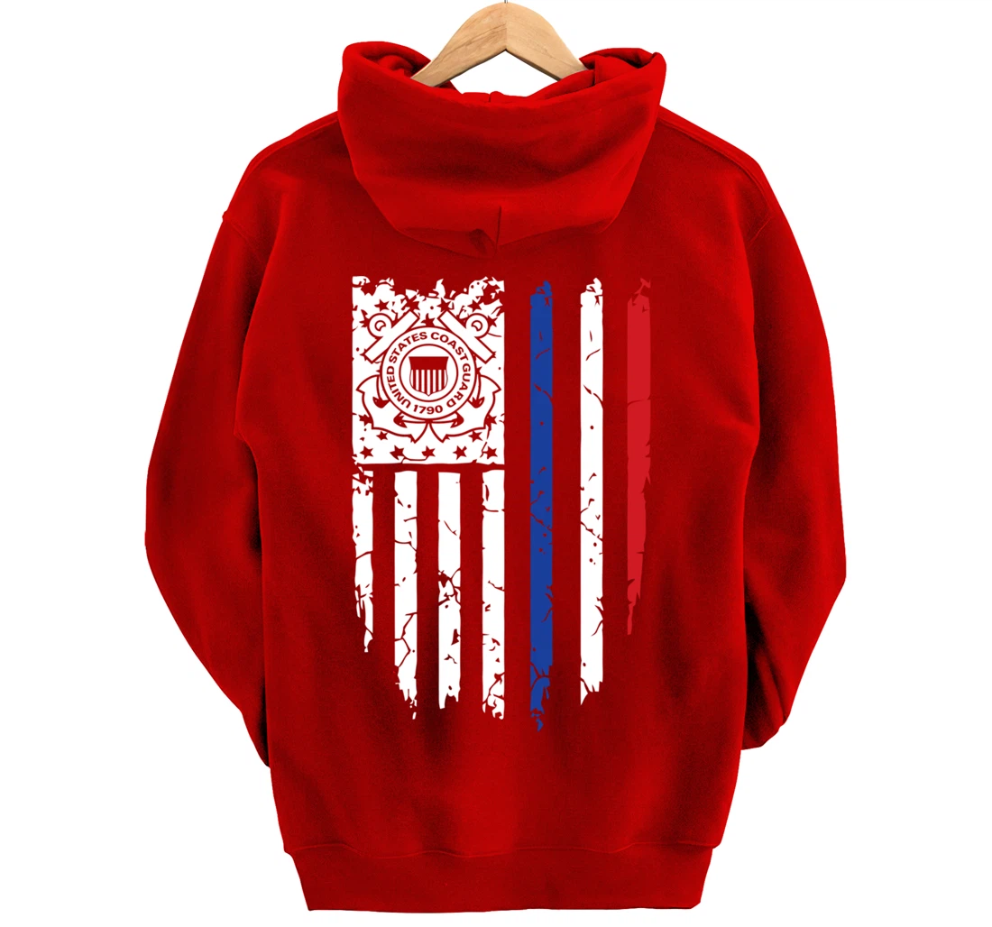USA American Flag US Coast Guard Veteran USCG Gift Pullover Hoodie