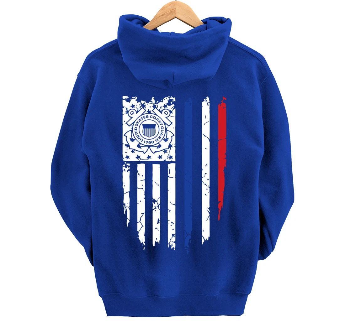 USA American Flag US Coast Guard Veteran USCG Gift Pullover Hoodie