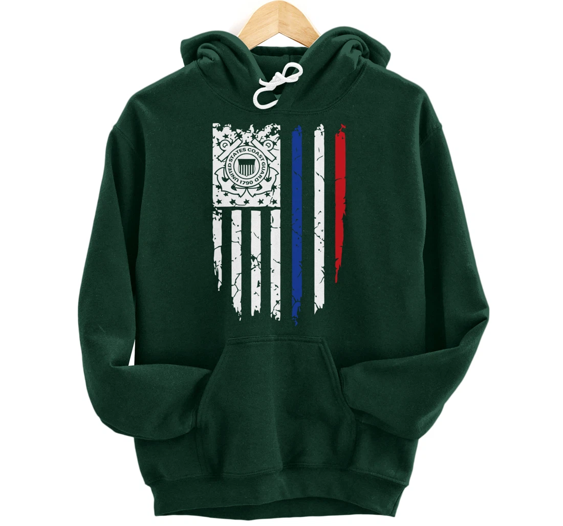 USA American Flag US Coast Guard Veteran USCG Gift Pullover Hoodie