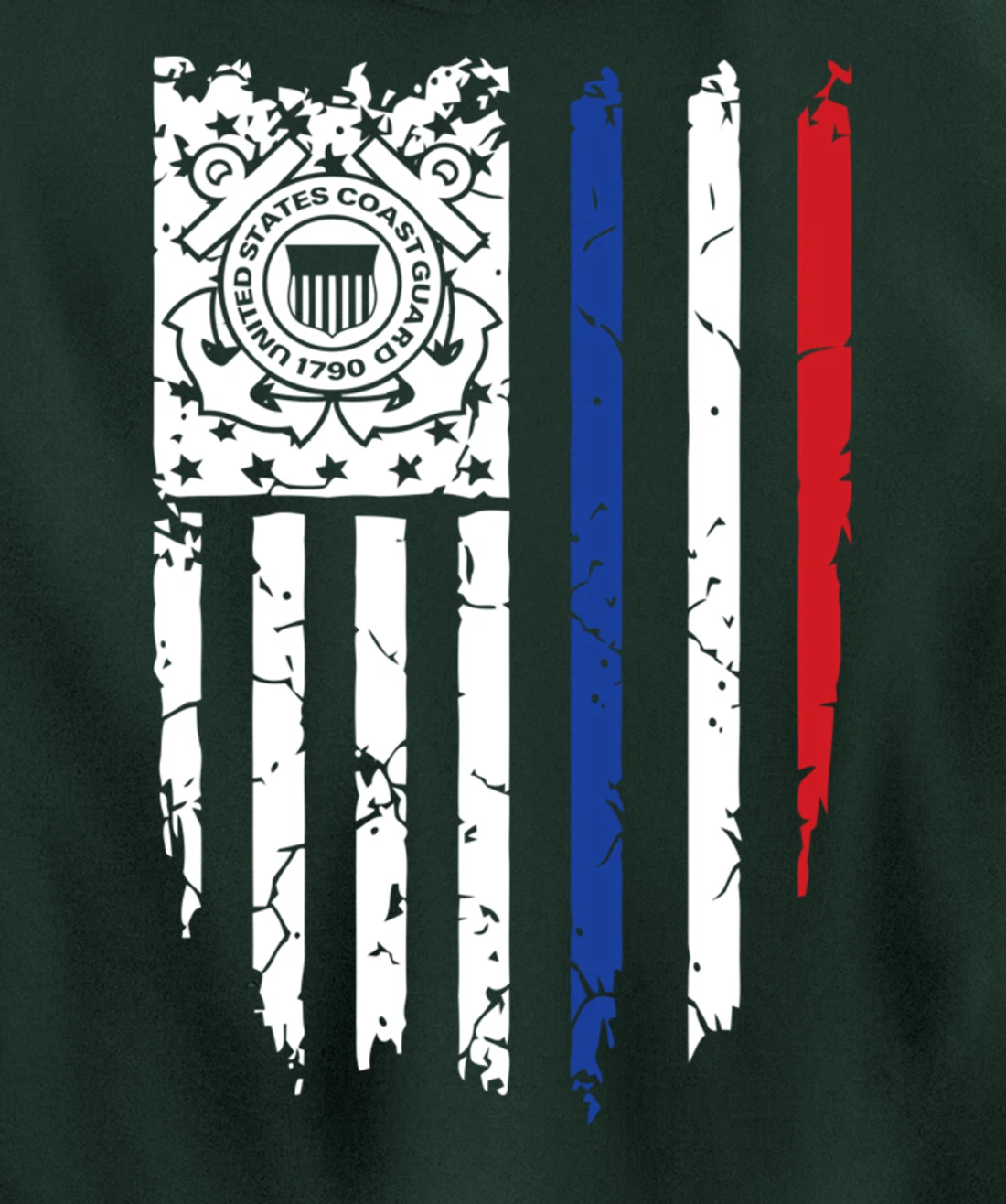 USA American Flag US Coast Guard Veteran USCG Gift Pullover Hoodie