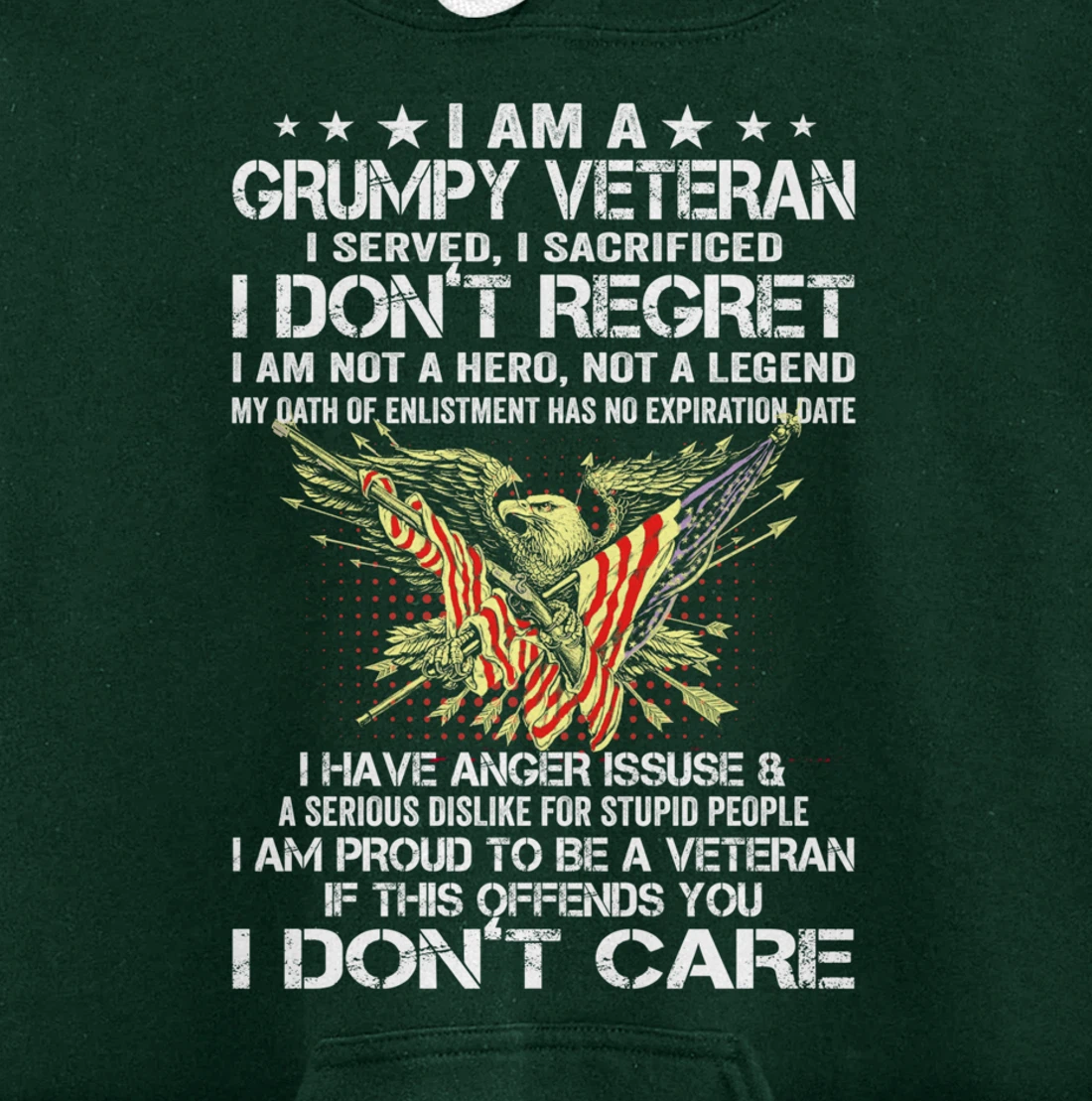I Am A Grumpy Veteran I Served I Sacrificed Don't Regret Pullover Hoodie