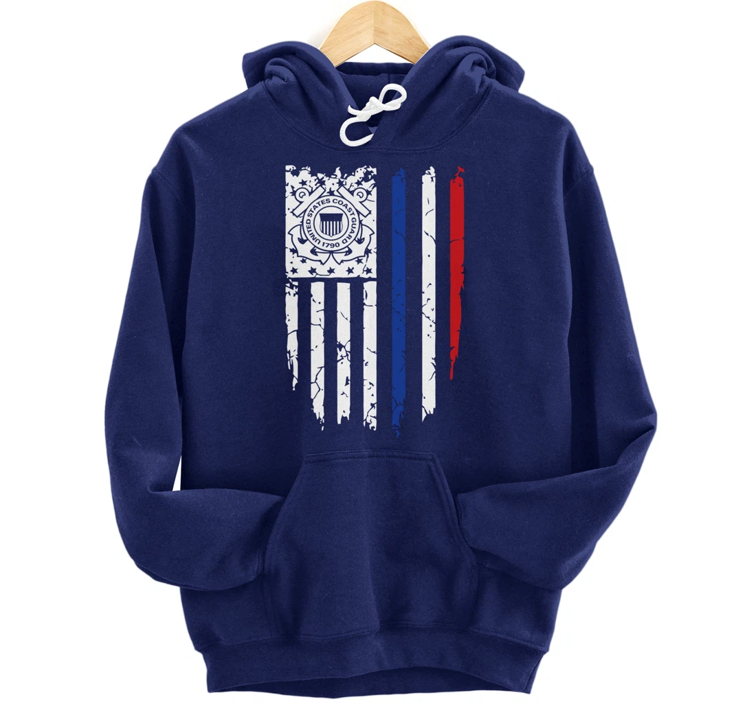 USA American Flag US Coast Guard Veteran USCG Gift Pullover Hoodie