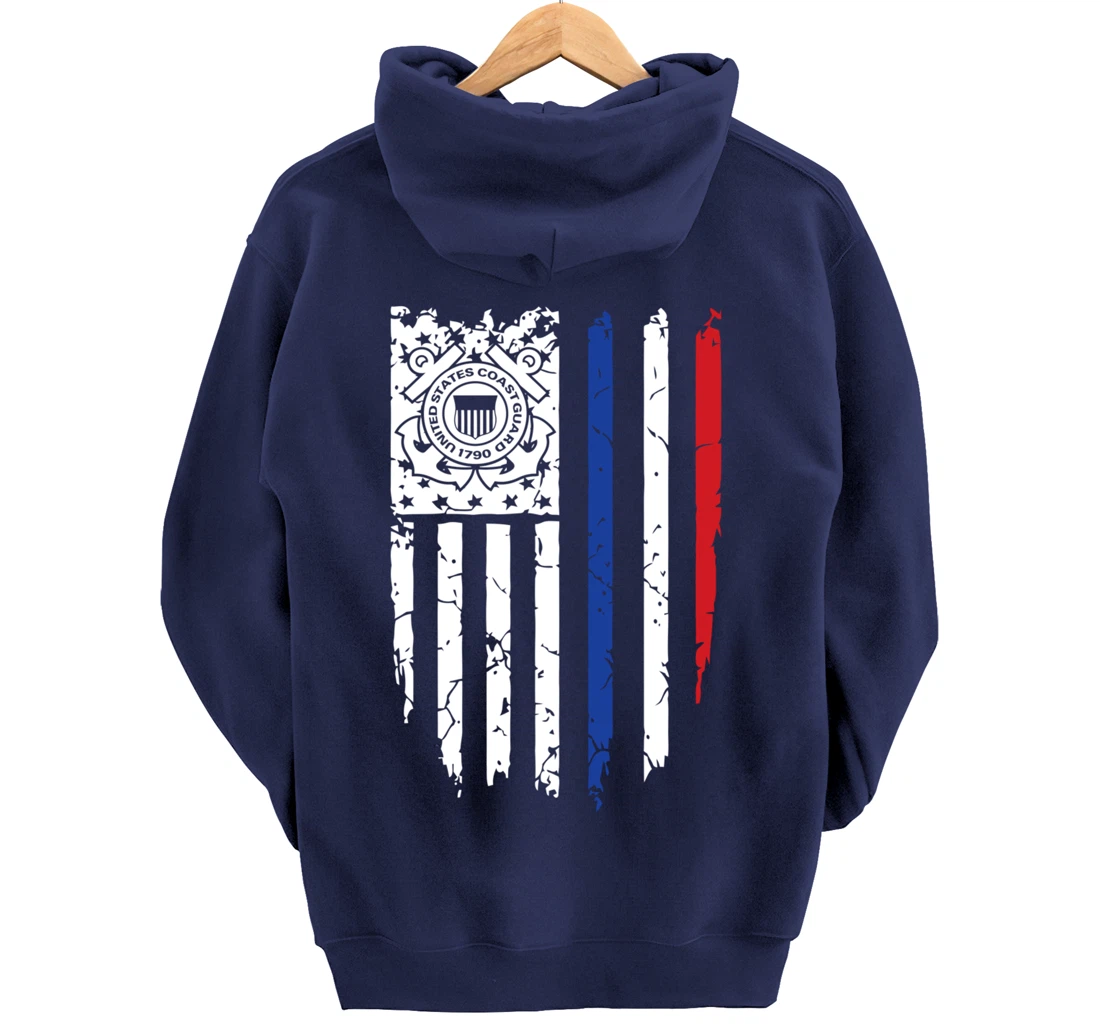 USA American Flag US Coast Guard Veteran USCG Gift Pullover Hoodie