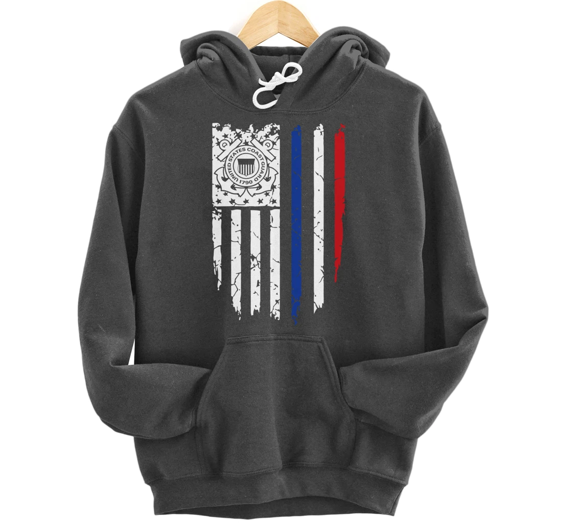 USA American Flag US Coast Guard Veteran USCG Gift Pullover Hoodie