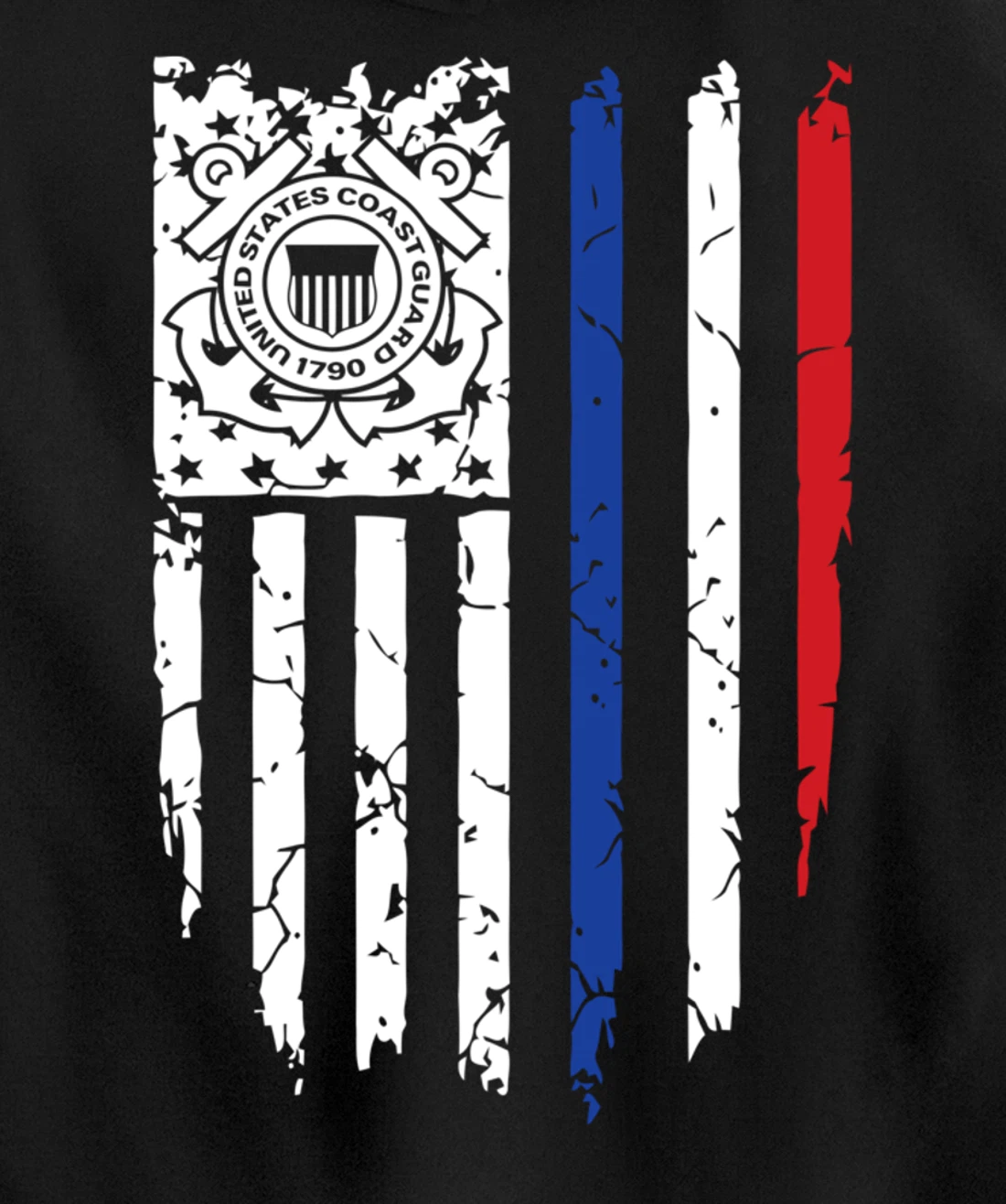 USA American Flag US Coast Guard Veteran USCG Gift Pullover Hoodie