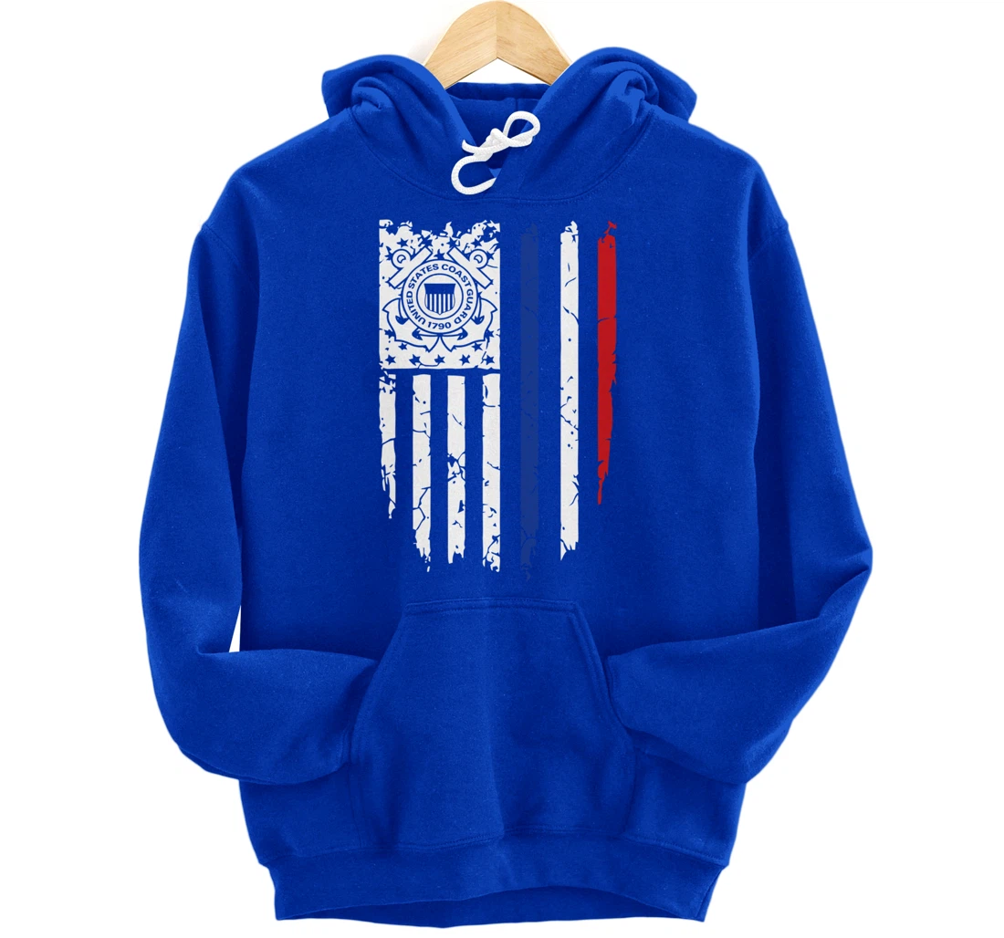 USA American Flag US Coast Guard Veteran USCG Gift Pullover Hoodie