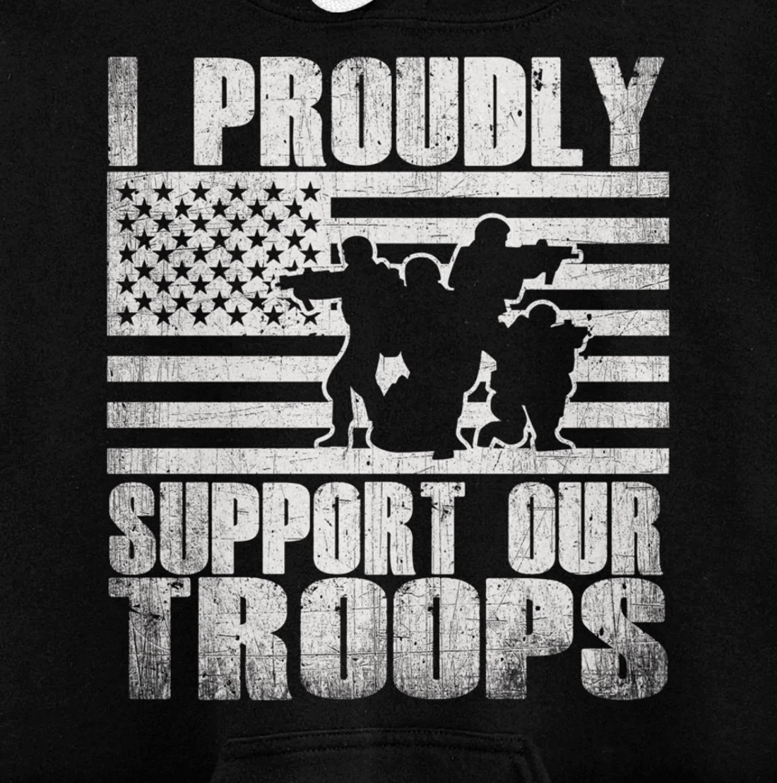 I Proudly Support Our Troops USA Flag Military Veteran Gift Pullover Hoodie