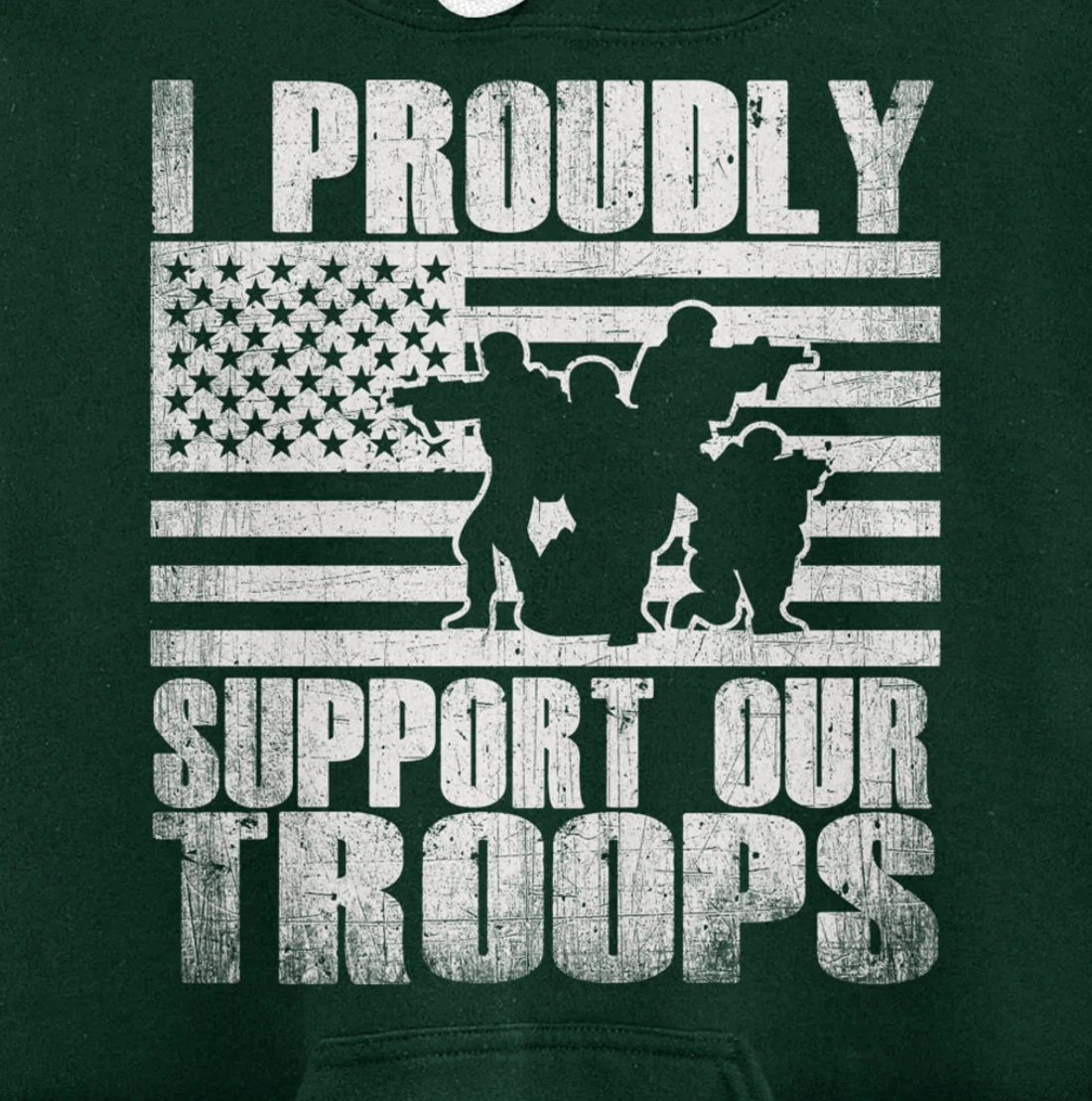 I Proudly Support Our Troops USA Flag Military Veteran Gift Pullover Hoodie