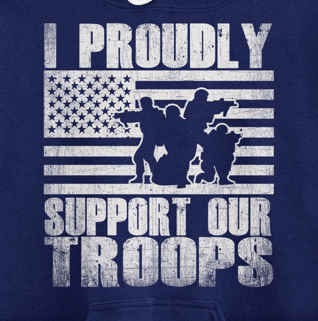I Proudly Support Our Troops USA Flag Military Veteran Gift Pullover Hoodie