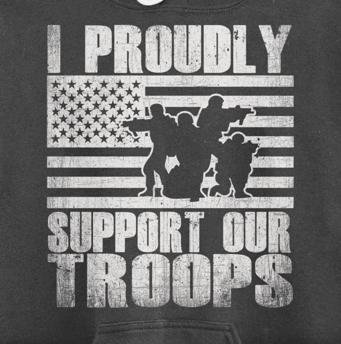 I Proudly Support Our Troops USA Flag Military Veteran Gift Pullover Hoodie