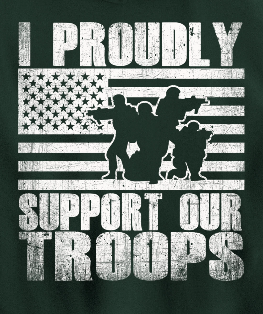 I Proudly Support Our Troops USA Flag Military Veteran Gift Pullover Hoodie