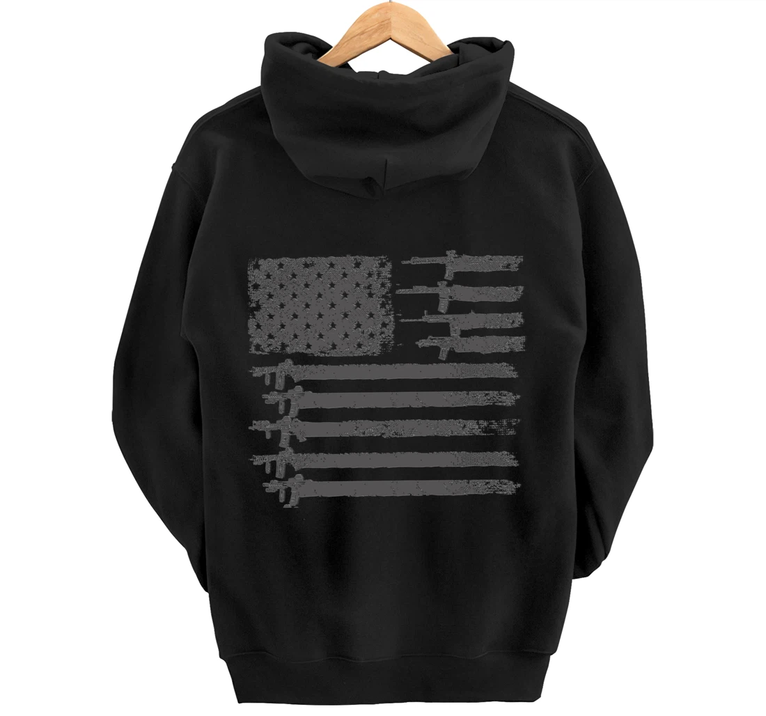 Guns Flag Distressed Gift Hoodies Veterans Hunters Pullover Hoodie