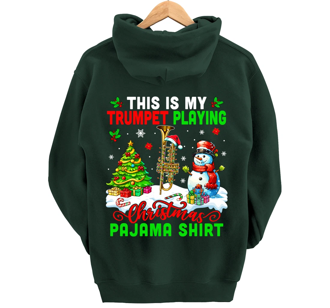 My Trumpet Playing Christmas Pajama Shirt Instrumentalist Pullover Hoodie