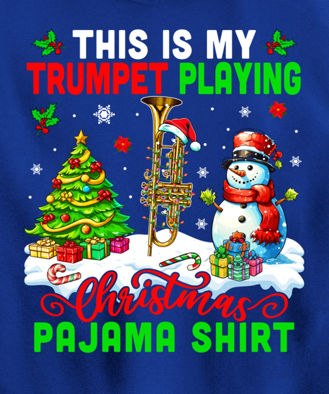 My Trumpet Playing Christmas Pajama Shirt Instrumentalist Pullover Hoodie