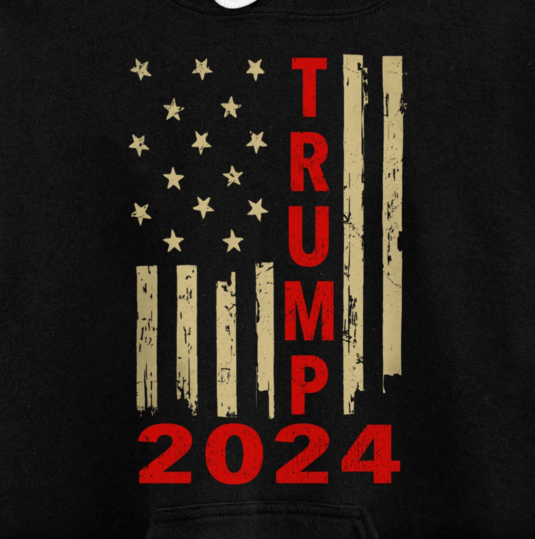 Donald Trump 2024 American Flag Vintage Trump 2024 (On Back) Pullover Hoodie