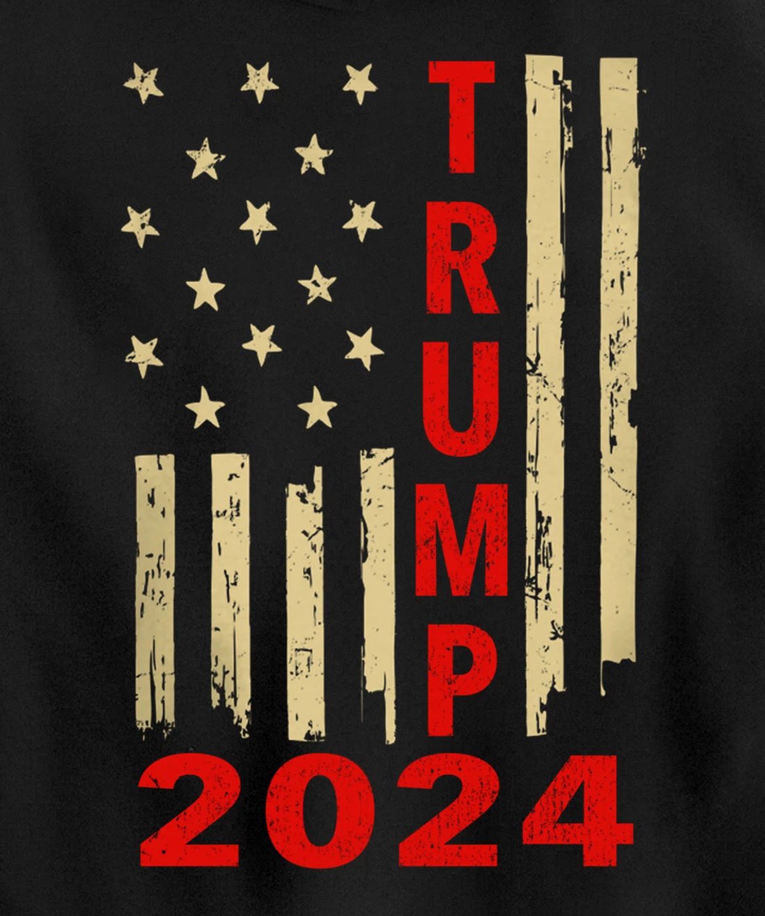 Donald Trump 2024 American Flag Vintage Trump 2024 (On Back) Pullover Hoodie