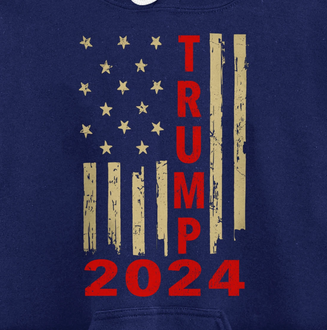 Donald Trump 2024 American Flag Vintage Trump 2024 (On Back) Pullover Hoodie