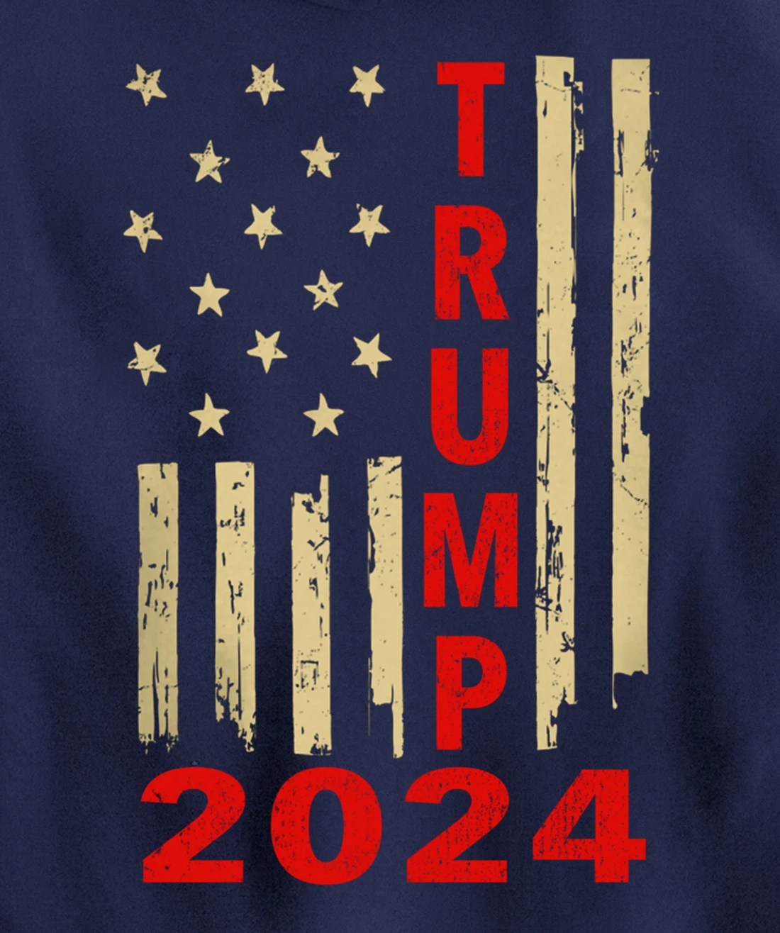 Donald Trump 2024 American Flag Vintage Trump 2024 (On Back) Pullover Hoodie
