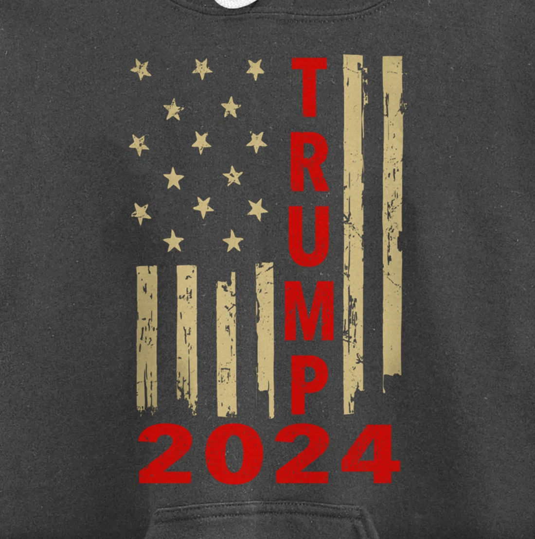 Donald Trump 2024 American Flag Vintage Trump 2024 (On Back) Pullover Hoodie