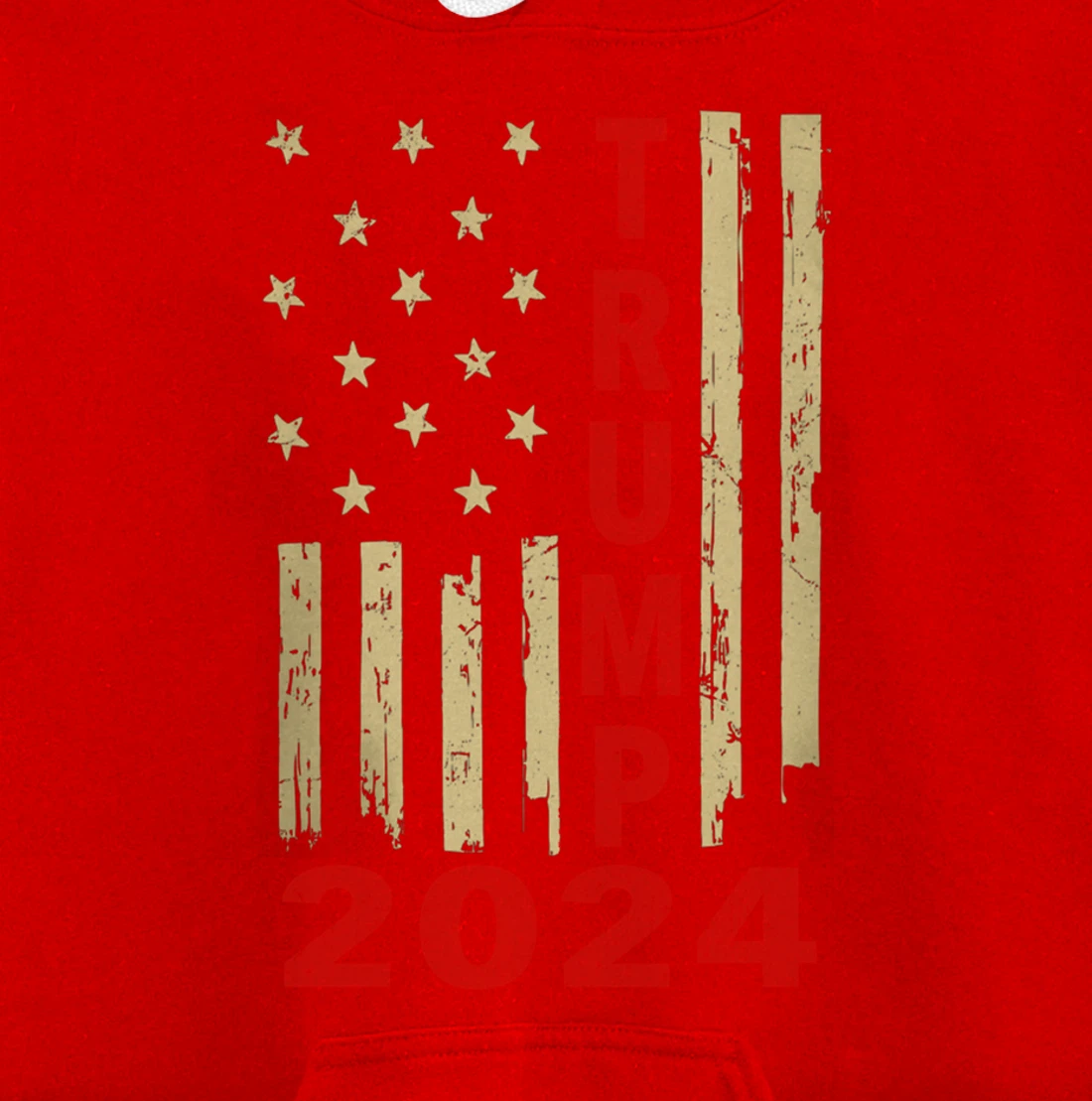 Donald Trump 2024 American Flag Vintage Trump 2024 (On Back) Pullover Hoodie