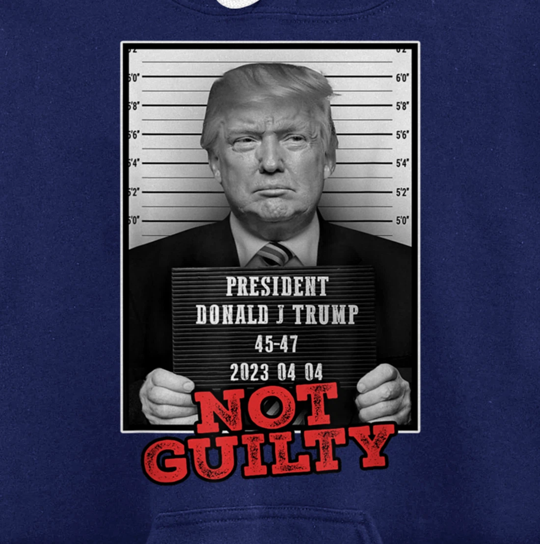 Funny Donald Trump Not Guilty Mug Shot, Free Trump 2024 Pullover Hoodie