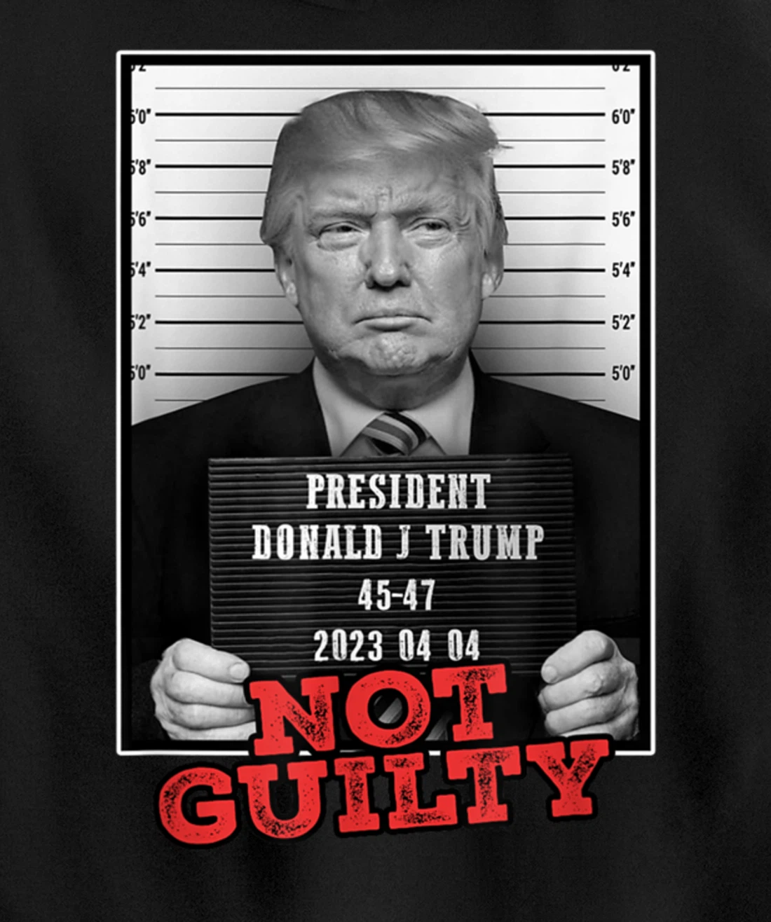 Funny Donald Trump Not Guilty Mug Shot, Free Trump 2024 Pullover Hoodie