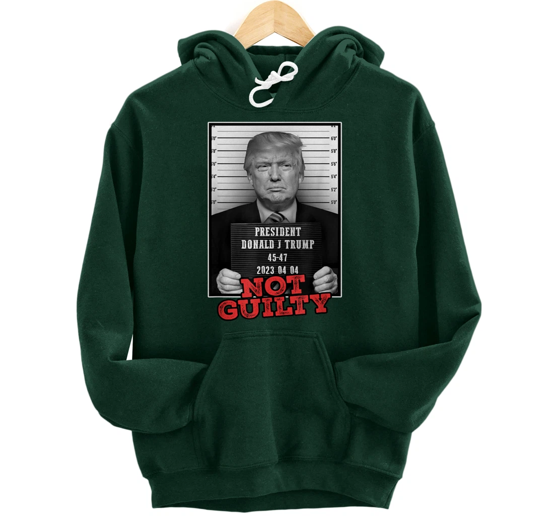 Funny Donald Trump Not Guilty Mug Shot, Free Trump 2024 Pullover Hoodie