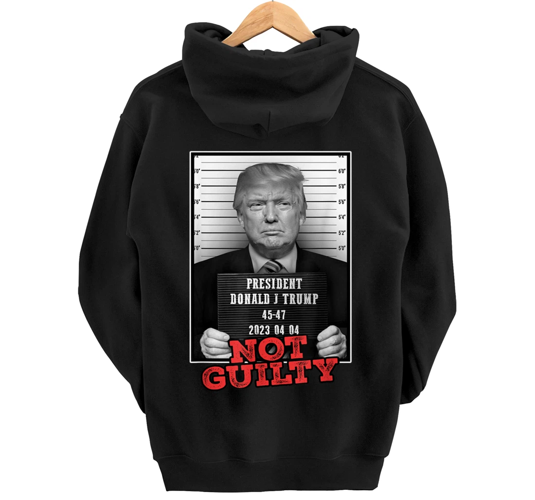 Funny Donald Trump Not Guilty Mug Shot, Free Trump 2024 Pullover Hoodie
