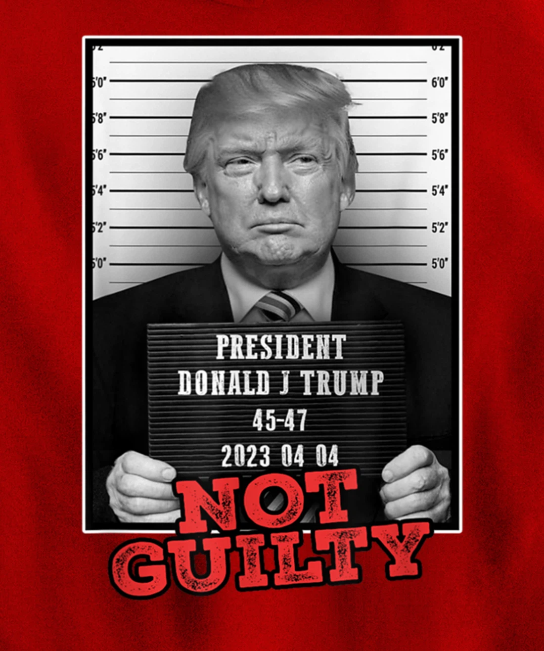 Funny Donald Trump Not Guilty Mug Shot, Free Trump 2024 Pullover Hoodie