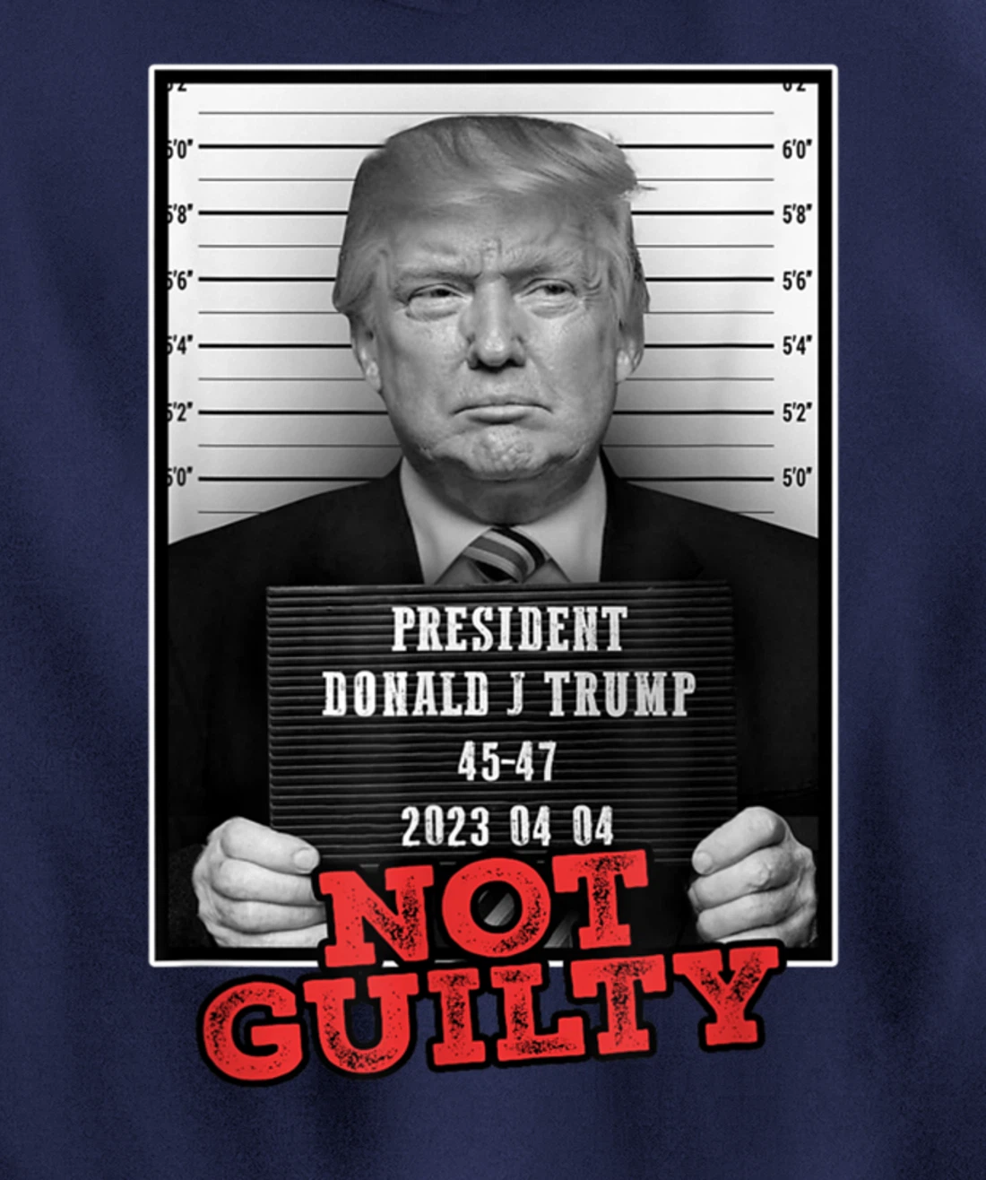 Funny Donald Trump Not Guilty Mug Shot, Free Trump 2024 Pullover Hoodie