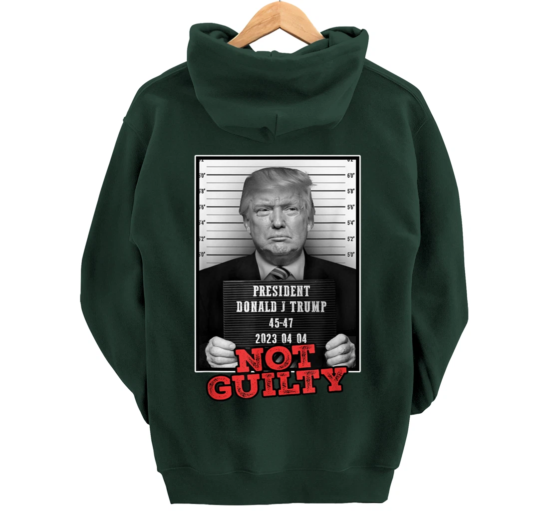 Funny Donald Trump Not Guilty Mug Shot, Free Trump 2024 Pullover Hoodie