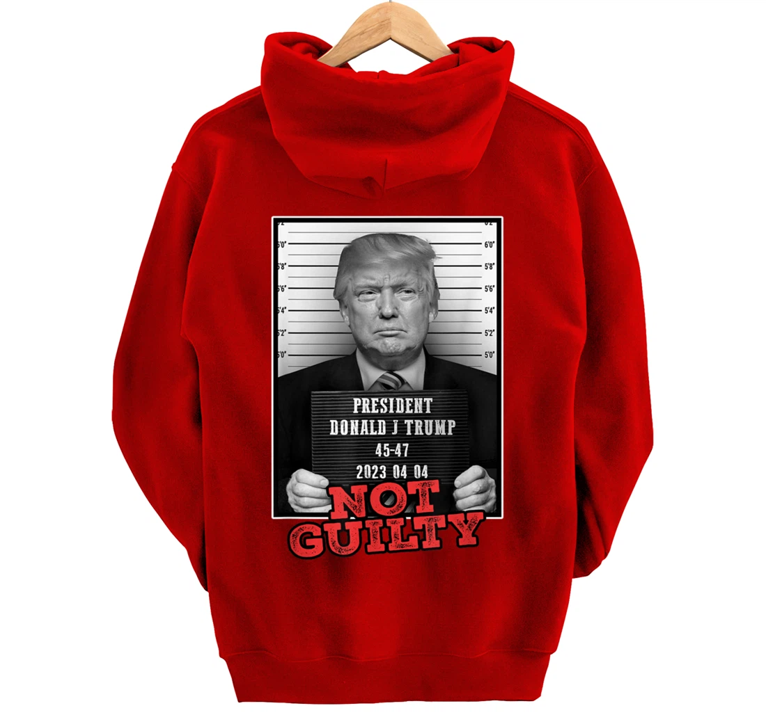 Funny Donald Trump Not Guilty Mug Shot, Free Trump 2024 Pullover Hoodie