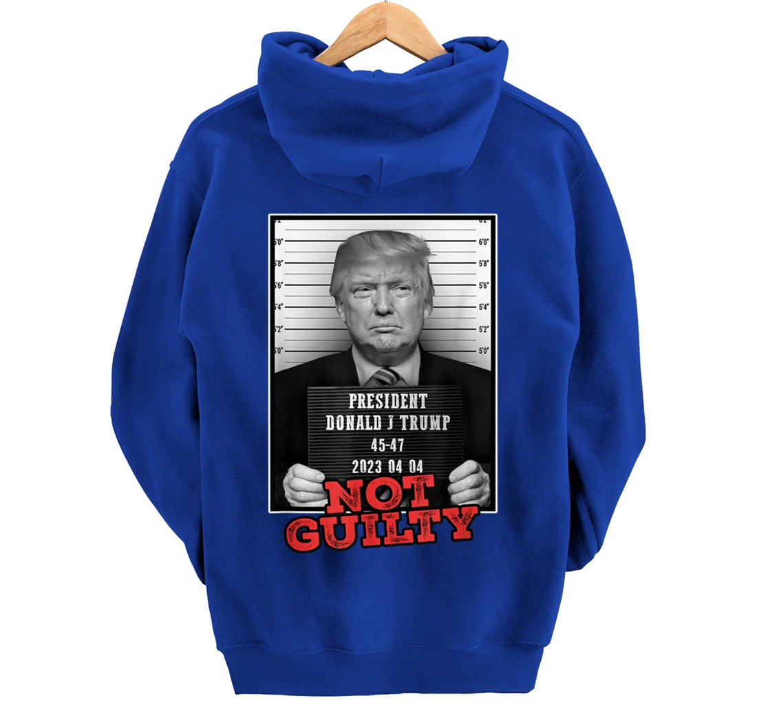 Funny Donald Trump Not Guilty Mug Shot, Free Trump 2024 Pullover Hoodie