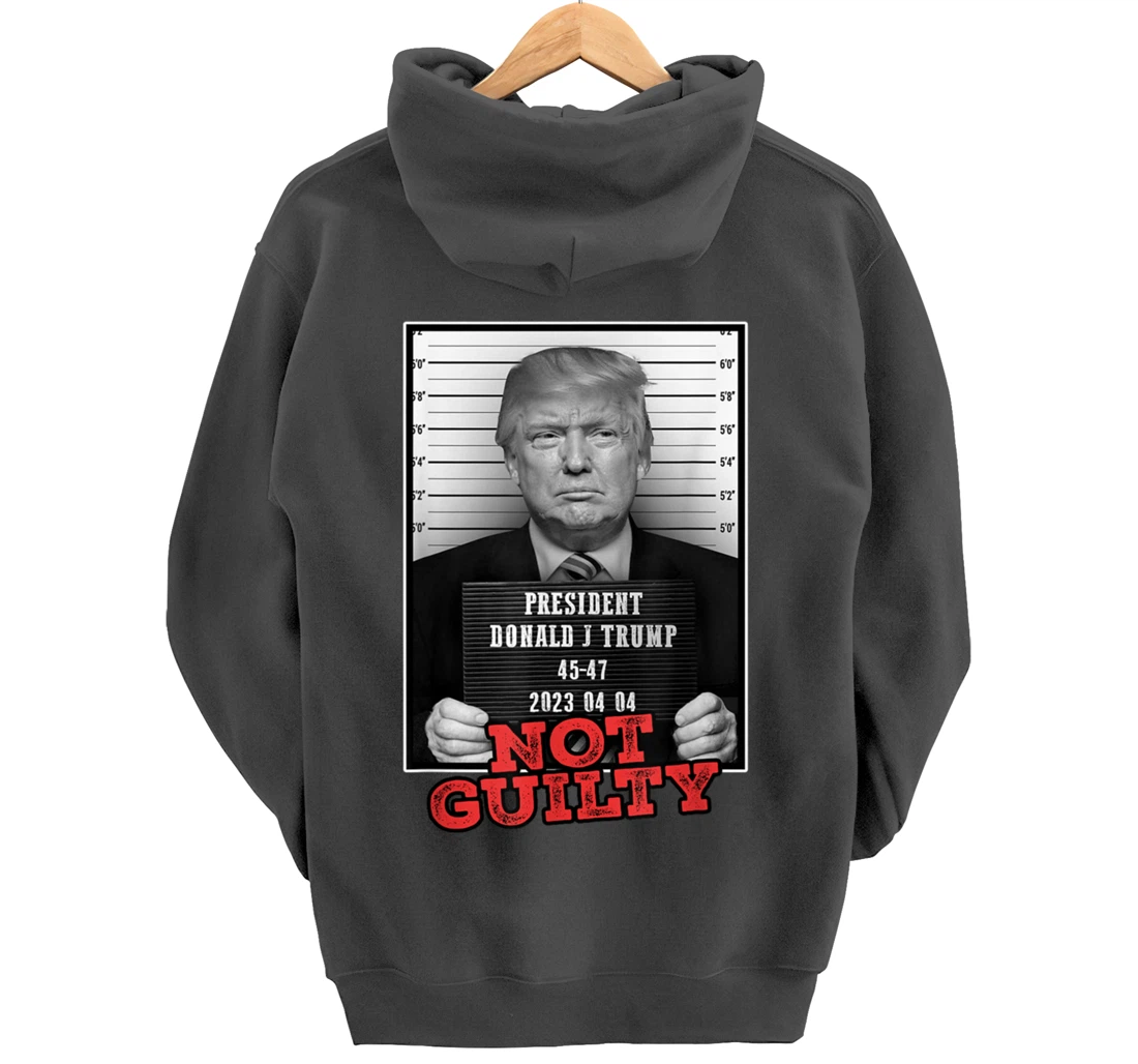 Funny Donald Trump Not Guilty Mug Shot, Free Trump 2024 Pullover Hoodie