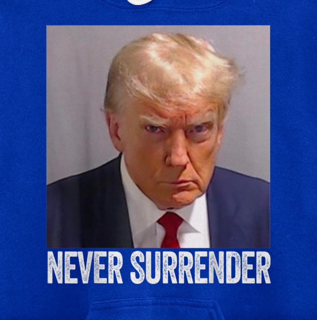 Trump Mug Shot - Donald Trump Mug Shot - Never Surrender Pullover Hoodie