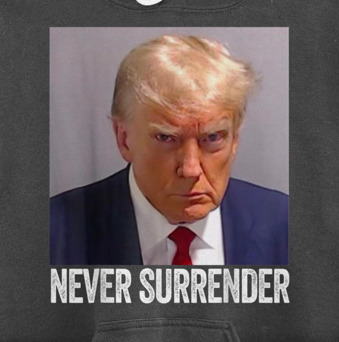 Trump Mug Shot - Donald Trump Mug Shot - Never Surrender Pullover Hoodie