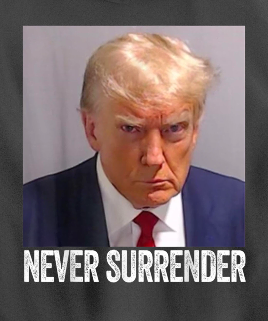 Trump Mug Shot - Donald Trump Mug Shot - Never Surrender Pullover Hoodie