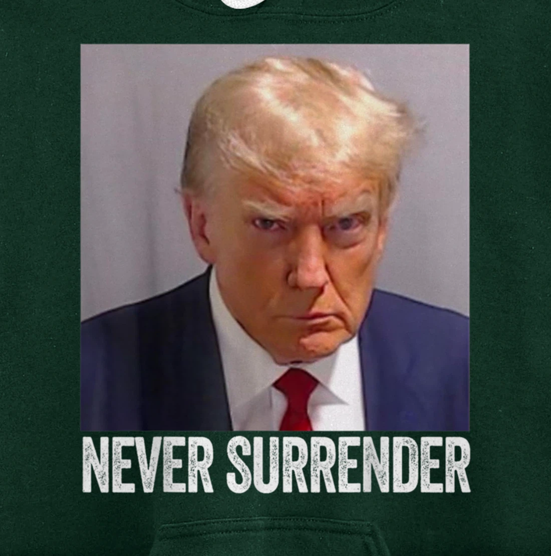 Trump Mug Shot - Donald Trump Mug Shot - Never Surrender Pullover Hoodie