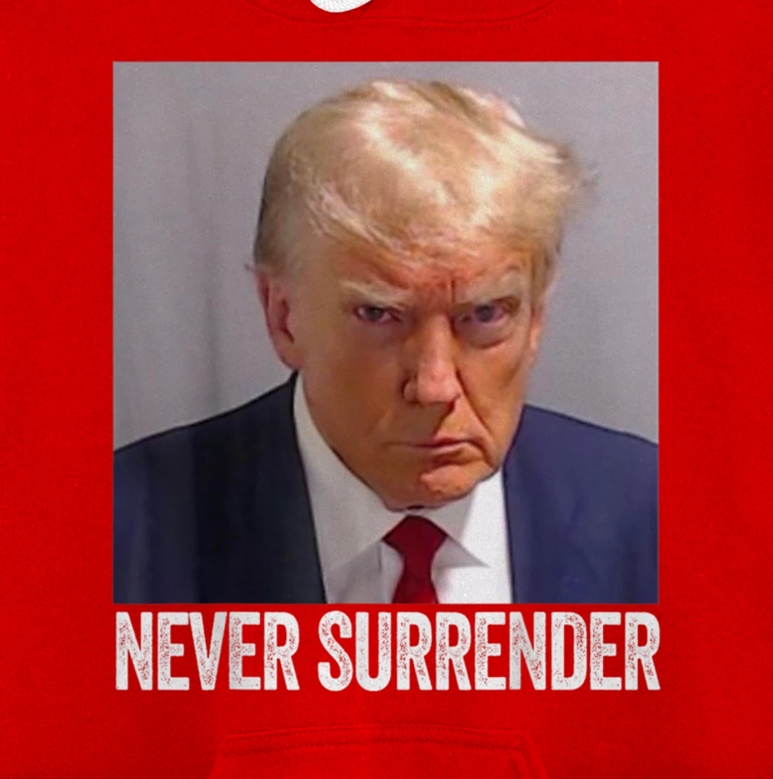 Trump Mug Shot - Donald Trump Mug Shot - Never Surrender Pullover Hoodie