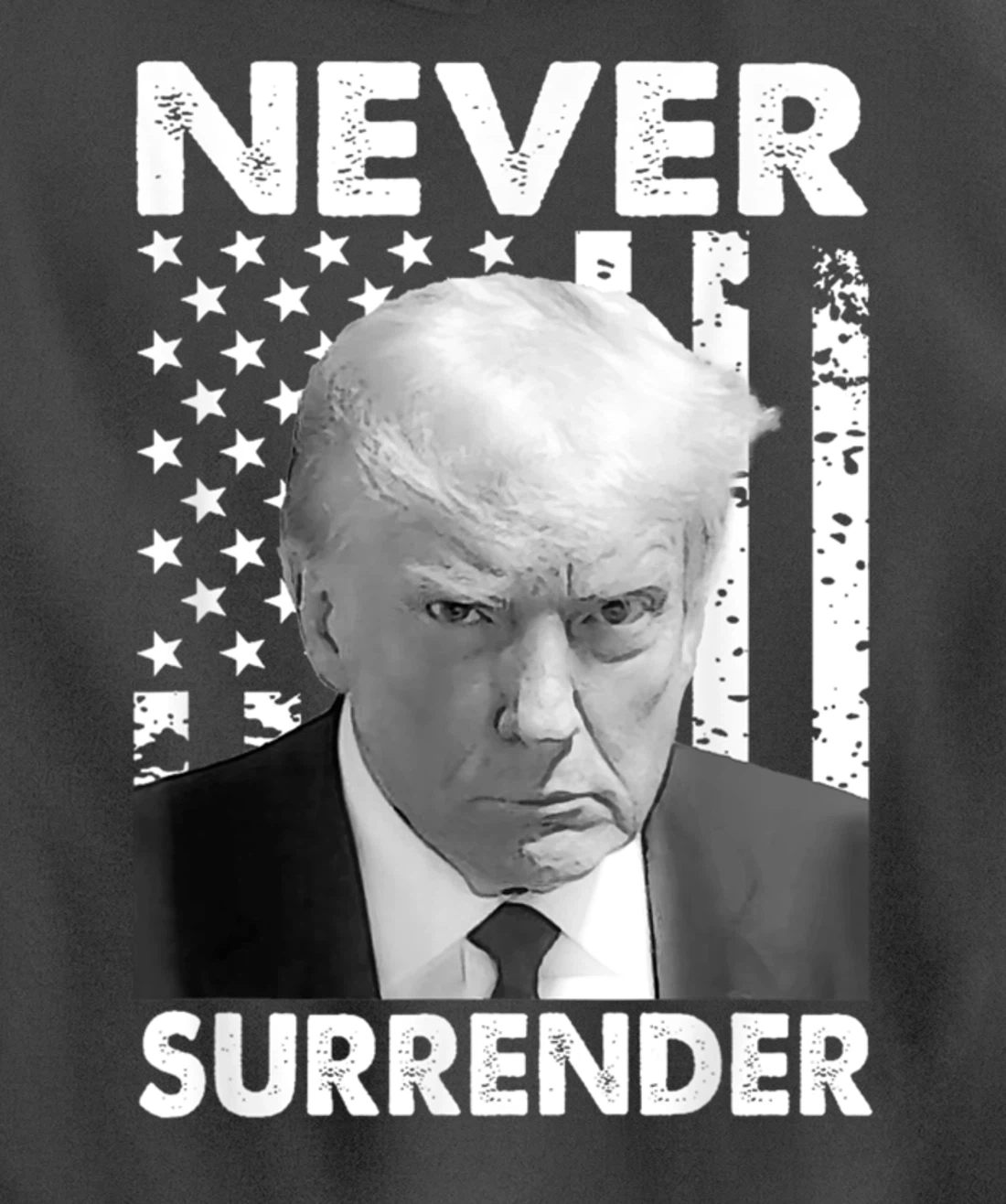Donald Trump Never Surrender Mug Shot August 24 2023 Pullover Hoodie