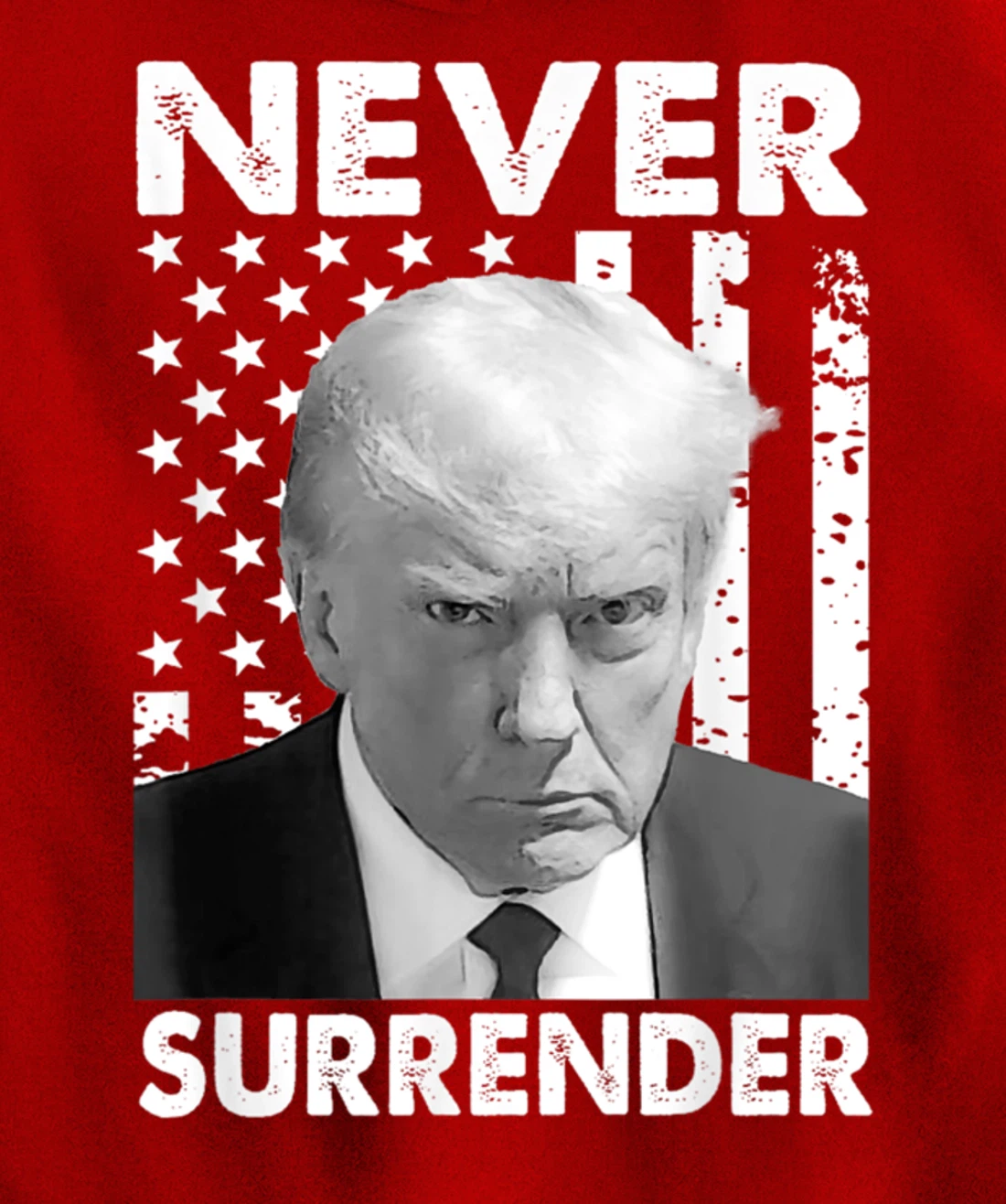 Donald Trump Never Surrender Mug Shot August 24 2023 Pullover Hoodie