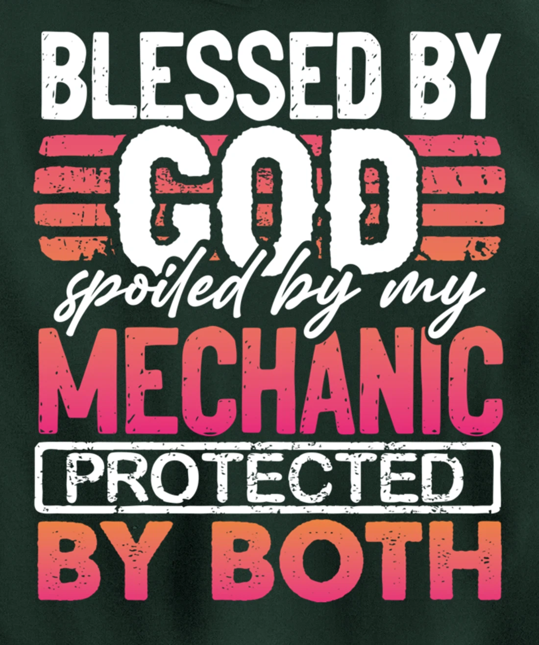 Blessed by God Spoiled by My Mechanic Protected by Both Wife Pullover Hoodie